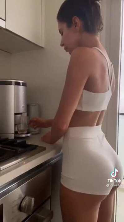 Ass in white shorts