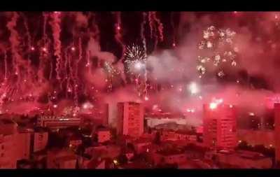Fireworks celebrating the ousting of Brazilian leader
