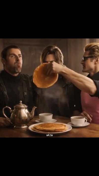 Wesker feeding Leon and chris