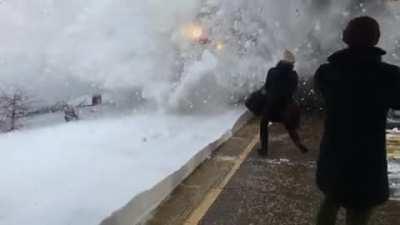 Amtrak Train collides with a track full of snow