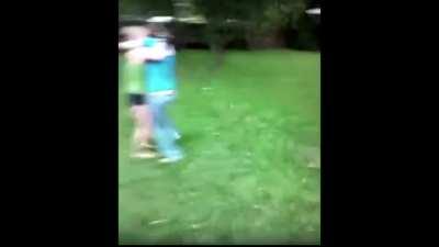 Blonde vs Redhead, backyard brawl w/ gloves