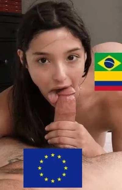 Latin girls when they see european man
