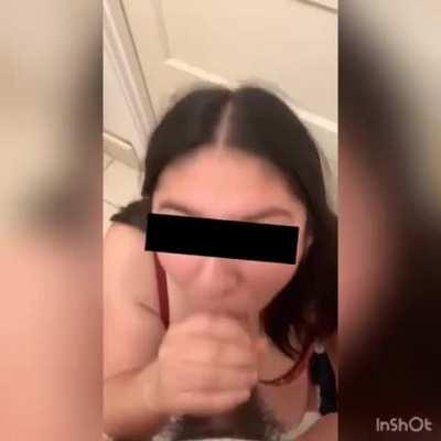 latina girlfriend blowjob facial