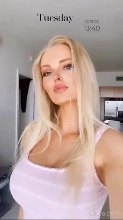 Pink shirt Blue eyes