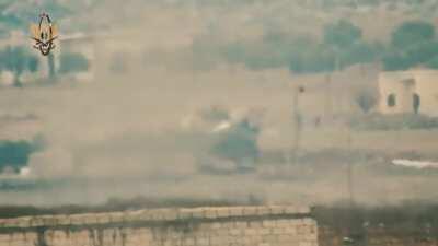 Rebel TOW ATGM hits the government soldiers located on lorry. Idlib/ time; unknown