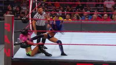 Poor Alexa screaming as Sasha stomps on her stomach in the corner, then choking her with her boot!