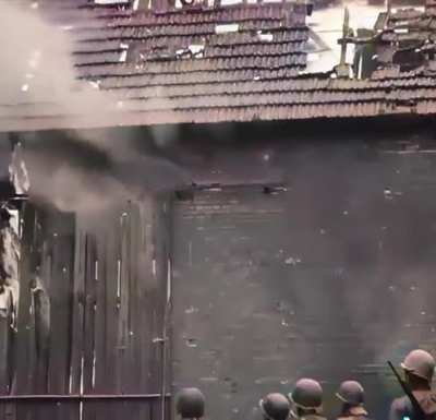 US soldiers briefly fighting and capturing German soldiers in France, 1944 