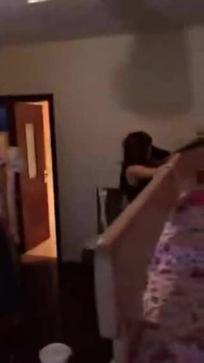 Caught Touching Her Roommate's Tits On Camera