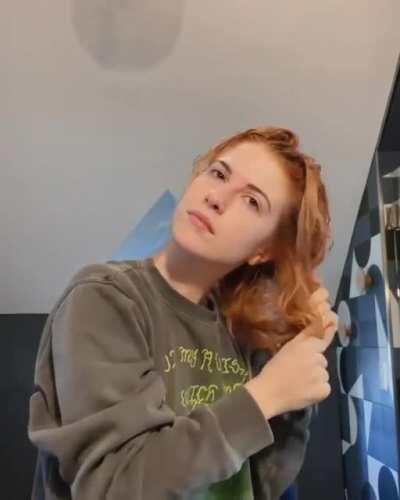 Hayley doing her hair