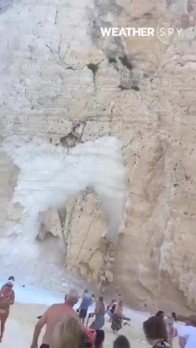 Landslide Mini tsunami at Zakynthos Beach Greece