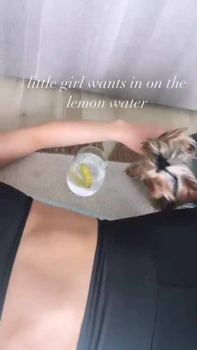 teenie wants the lemon water