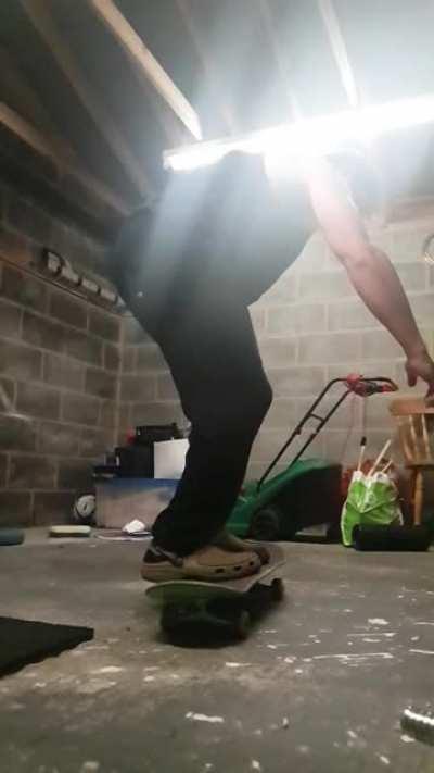 I did a 540 flip in crocs.