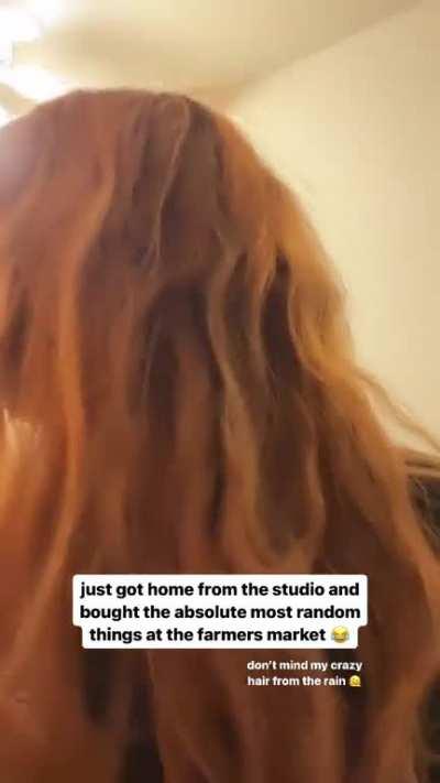 Getting home from the Farmer's Market with rain hair (April 2023) 