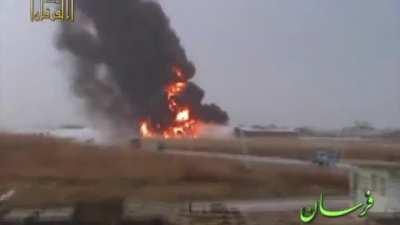 Islamic State of Iraq (ISI) conduct a tanker truck SVBIED attack against a military base in Muqdadiyah, N. Diyala province in 2008. Massive fireball