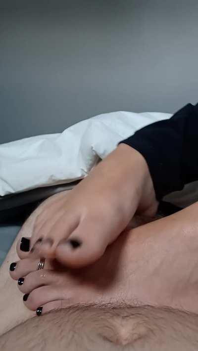Watch him explode all over my foot