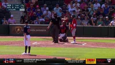 [Highlight] [Highlight] Matthew Lugo starts his plate appearance with an 0-1 count after taking too long to get in the batter's box.