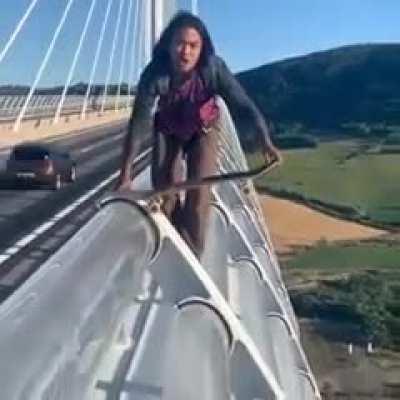 Skating off a bridge
