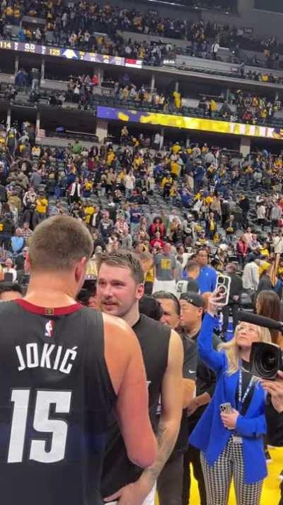 [Highlight] Nikola Jokic embraces Luka Doncic after the game and gives him a kiss
