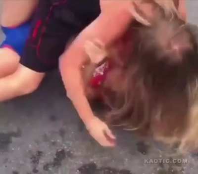 2 girls in a committed fight 