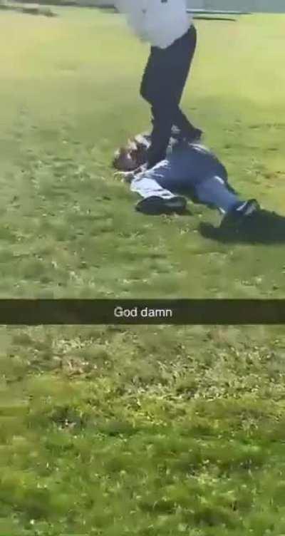 Kid looks knocked out the first time he goes down