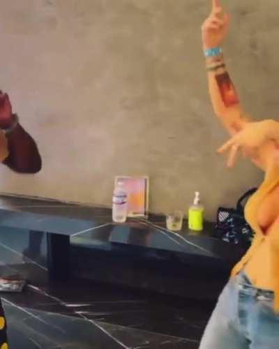 Playing pool, jiggling