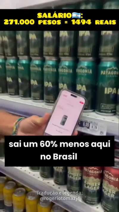 Argentino comparando preços do Brasil com Argentina