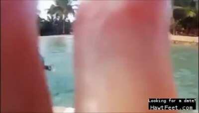 Avril lavigne hitting the camera with her toes