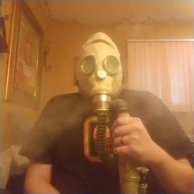 Polish military gasmask fits on my bong. :D