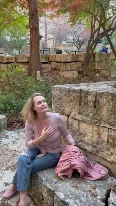 In the park in the center of the city on a busy Sunday afternoon