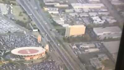 UFO caught by Blimpcam on National Broadcast MNF Sepember 10, 2018 7:35PM. Beginning of Raiders/Rams game.