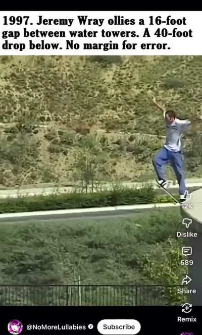 Most daring ollie ever. Jeremy Wray, 1997.  Νο safety measures