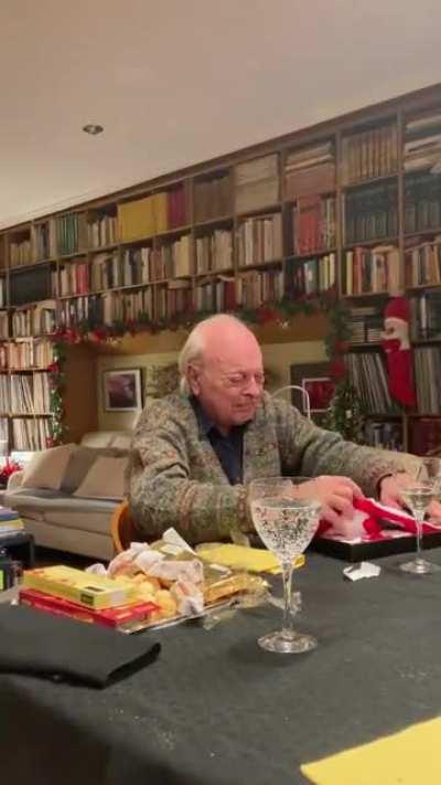 Grandpa gets his favourite teams football shirt