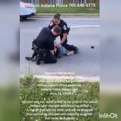 Officer chocking a guy for no reason. He was later charged with resisting arrest.