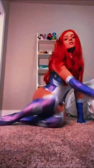 Been holding this Ace up my sleeve for a little bit. Deleted video doing this dance as Starfire. She did this as Velma and one other.