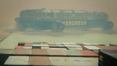 SUEZ SHIP FLIES AWAY