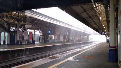 Thundery shower in Exeter, South West England
