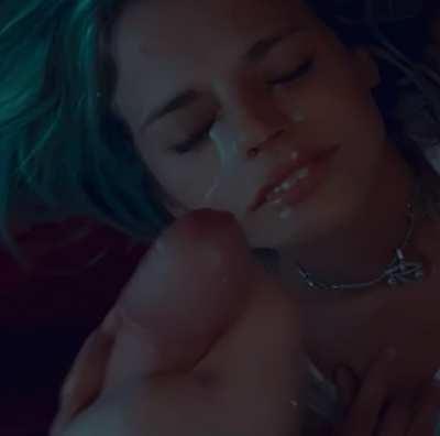 Daddy’s monster cock dropping a fat load on my slut face