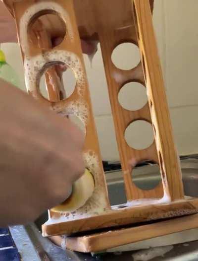 The way my bottle cleaning brush fits the holes in my spice rack perfectly