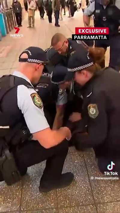 Man with meat cleaver tackled and arrested