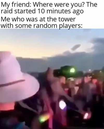 Nothing better then a spontaneous dance party with random players at the tower