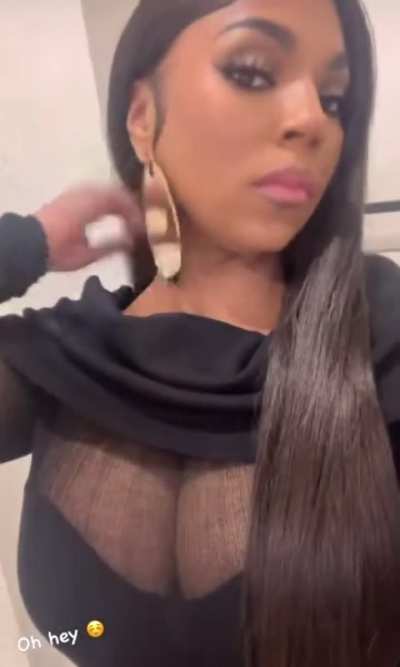 Selfie video , wearing a black dress via IG story 12-6-24 