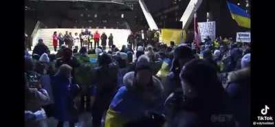 Justin Trudeau speaks on the anniversary of the Ukraine invasion and calls out heckler