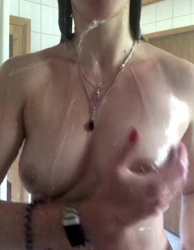 Time to get out of bed and come stare at my boobs in the shower!