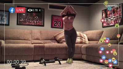 Mom making livestream on Facebook