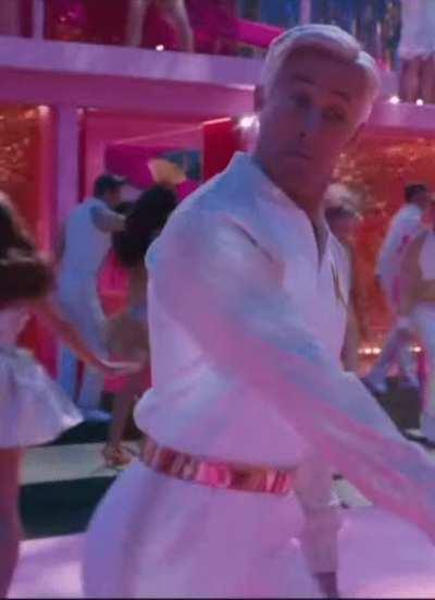 Ryan Gosling's Ken making a face while dancing (GIF)