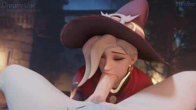 Witch Mercy blowjob (Dreamrider, Volkor) [Overwatch]