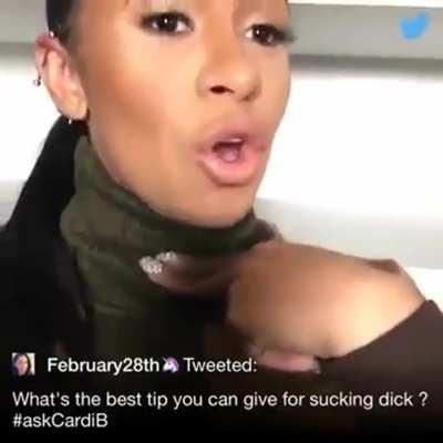 Sexy hiphop thot Cardi b giving blowjob tips dirty talking cheap slut