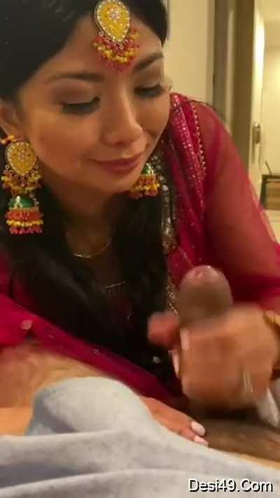 Desi bhabhi sucking husband's dick on karvachauth