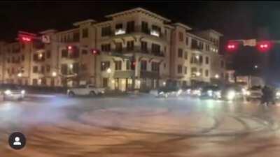 Truck hits pole while trying to do donuts