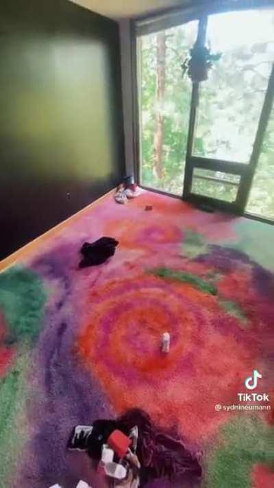Making a tie-dye carpet